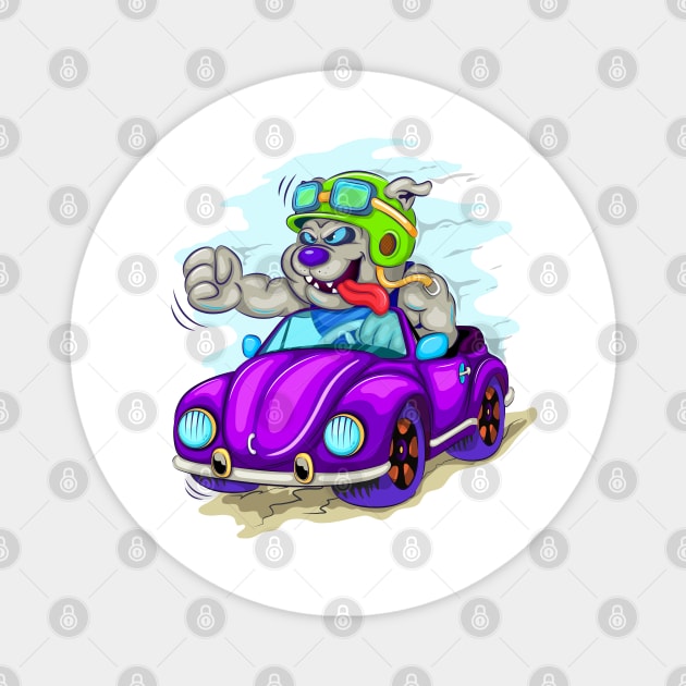 Cartoon dog driver Magnet by AndreKENO